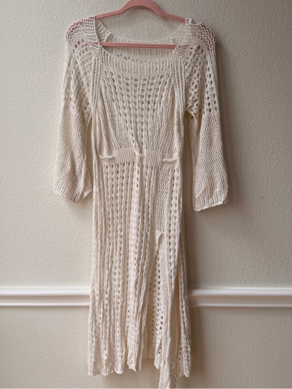 SHEIN Curve 1XL‎ White Crochet Knit Dress Boho Beach Cover-Up Cottagecore Spring